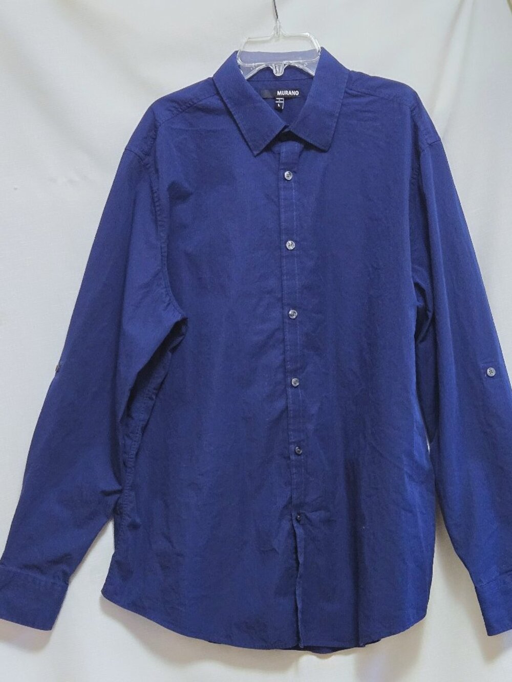 MURANO Navy Blue Pinstripe Dress Shirt. Men's L